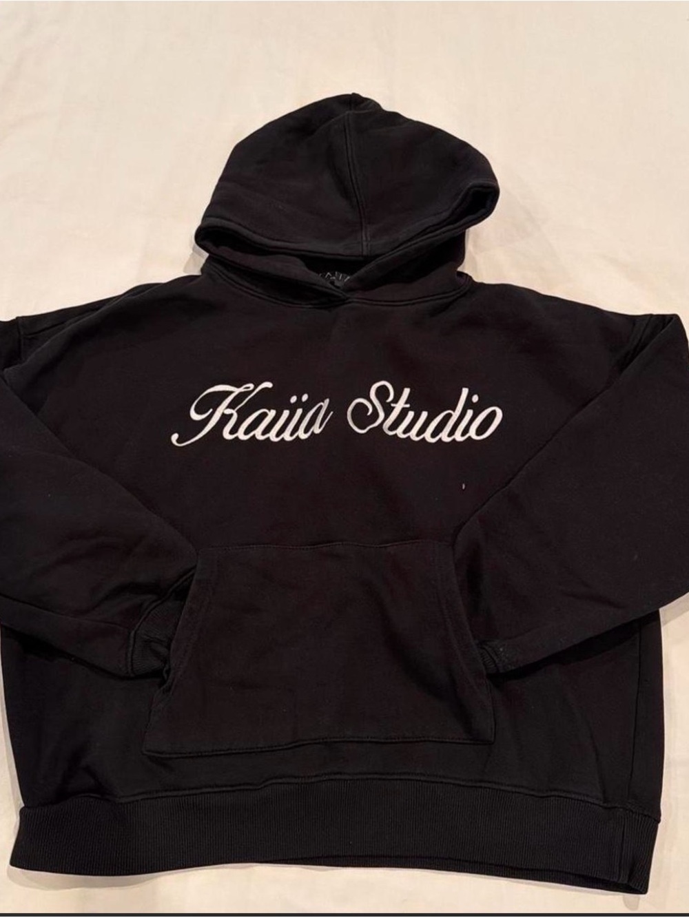 Kaii Black Pullover Hoodie with White Script Logo